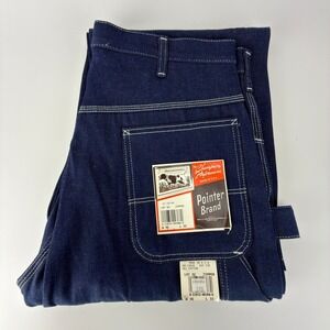Vintage Pointer Brand Indigo Blue Denim Carpenter Work Pants Mens 36x32 USA NOS